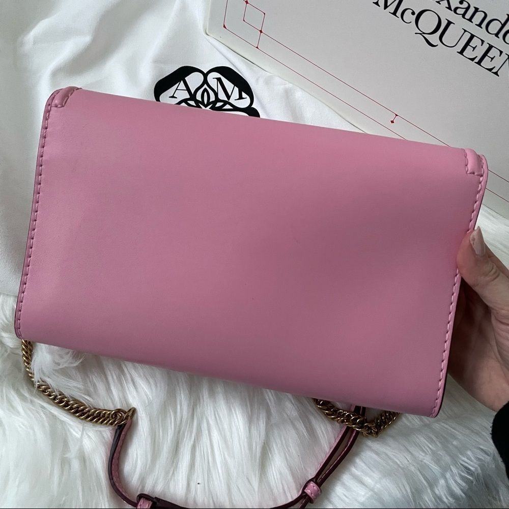 Alexander McQueen Clutch Shoulder Bag - Barbie Pink - Handbag - Designer - Gold - Picture 12 of 14